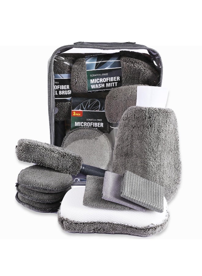 COYO Car Cleaning Tools Kit Car Detailing Set Tire Brush Polishing Towel Cloth Wash Sponge Microfiber Cleaning Mitt Towels Kit - Image 1